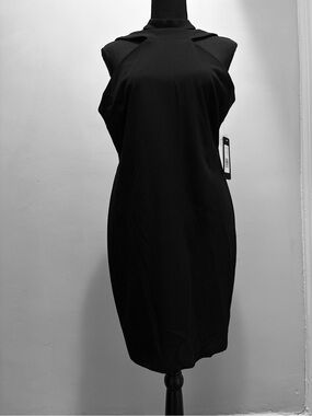 bebe Black High-Neck Midi Dress